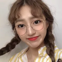 Круглые Женские очки, металлические очки, анти-Blu-ray, плоская зеркальная металлическая оправа, модные очки