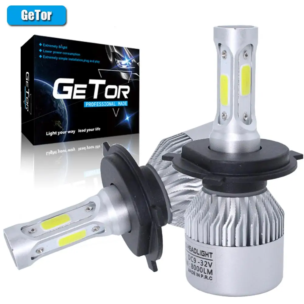2x GeTor Mini H7 светодиодный налобный фонарь высокой яркости 12 в 36 Вт 6000 К H1 \ H3 H11 9005 9006