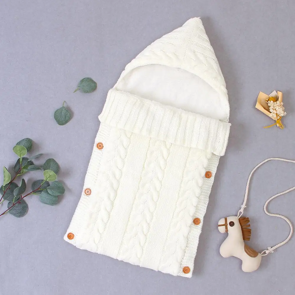 Baby Sleeping Bags Envelopes Autumn Winter Warm Knitted Newborn Swaddle Wrap Sleep Sack for Stroller 75*35cm Infant Accessories