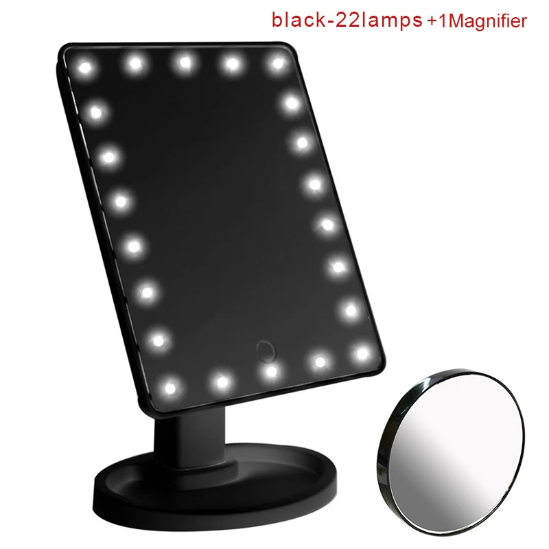 black 22lamps 1Magni Интеллектуальная Регулируемая яркость 16 ламп/22 лампы светодиодный с подсветкой 10x зеркало для макияжа OA66 - Цвет: black 22lamps 1Magni