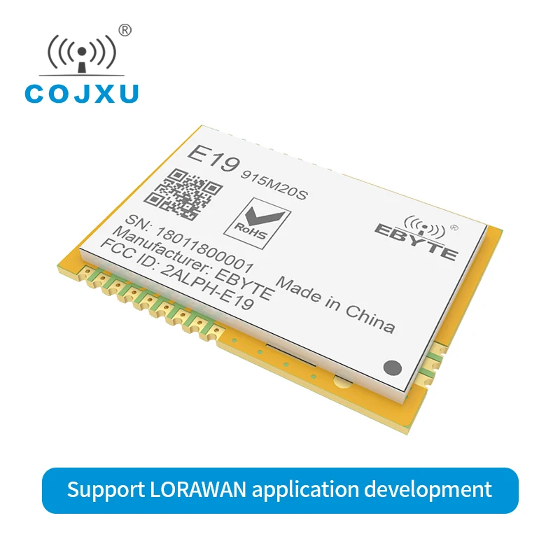 

Cojxu E19-915M20S sx1276 915MHz LoRa module 20dBm 100mW 5km long range wireless transmitter and receiver Stamp hole SPI module
