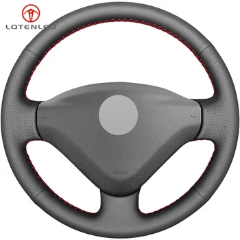 

LQTENLEO Black Genuine Leather Steering Wheel Cover For Peugeot 207 Expert Partner Citroen Berlingo Jumpy Fiat Scudo Toyota Proa