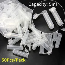 Tube à essai pour centrifugeuse 5 ml, 50 pièces/paquet, Tube en plastique transparent, récipient de stockage d'échantillon vide, tube EP à fond rond avec échelle 