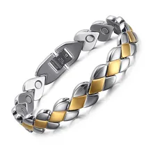 Новые браслеты для здоровья для женщин магнитный металлический браслет из нержавеющей стали позолоченный ювелирный роскошный браслет