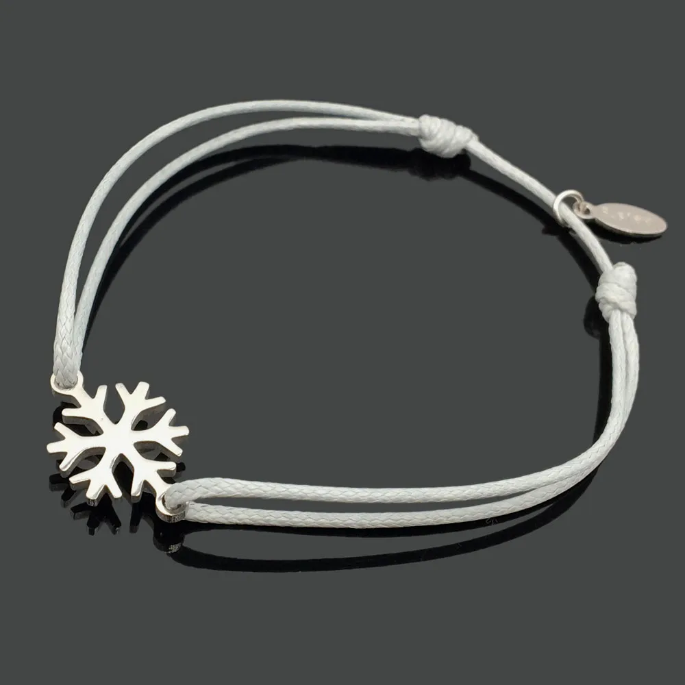 

Wish Bracelet Stainless Steel Snow Pendant Good Luck Bracelet Charm Adjustable String Cord Bracelet For Women Girls