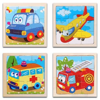 

3D Paper Kids Children's Baby Early Childhood Educational Toy Cartoon Transportation Wooden Small 9-Piece Jigsaw Puzzle