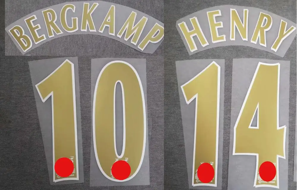 Высокое качество Ретро#14 HENRY#10 BERGKAMP Nameset Pu Материал печать футбольная нашивка значок