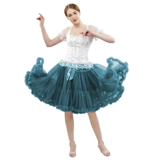 Peacock blue FOLOBE, 55 см, танцевальная одежда, юбка для выступлений, бальное платье, фатиновая юбка-пачка, длина до колена, для вечеринки, выпускного, для взрослых, Faldas Saias Femininas TT009 - Цвет: Peacock blue