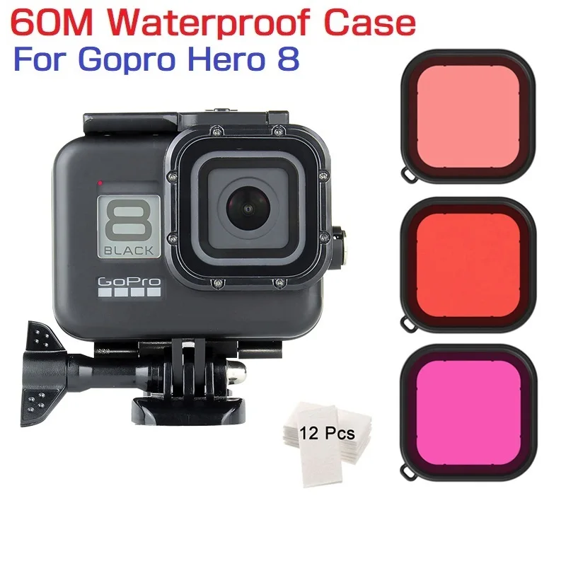 Черный водонепроницаемый чехол 60 м для GoPro Hero 8 Защитный подводного погружения и