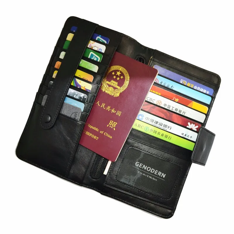 Genuine Leather Men Wallet Black Long Male Wallet with Multi Card Cases Clutch Purses Vertical Long Fashion Men Wallets
