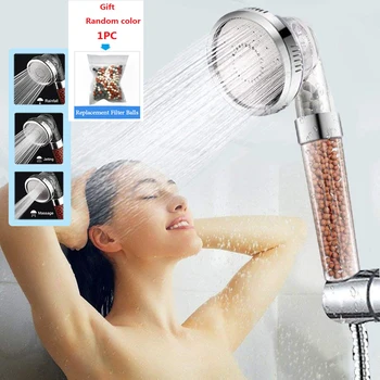 

3 Mode Shower Bath Head High Pressure Adjustable Rainfall Jetting Massage Shower Nozzle With Negative Ion Activated Ceramic Ball