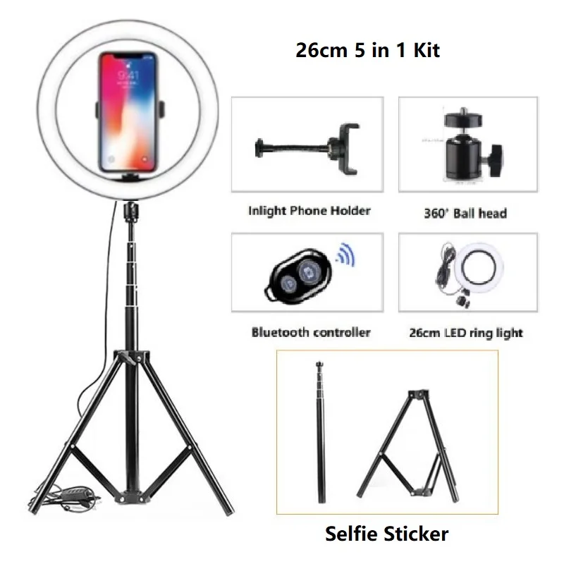 

Dimmable 10inch/26cm LED Ring Light for Livestream Photographic Lighting, Photo studio Ring light, make up light
