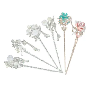 

Chinese Style Metal Rhinestone Hair Stick Hair Chopsticks Chignon Hairpin Pin Vintage Hair Sticks Women Tassel Hairpin