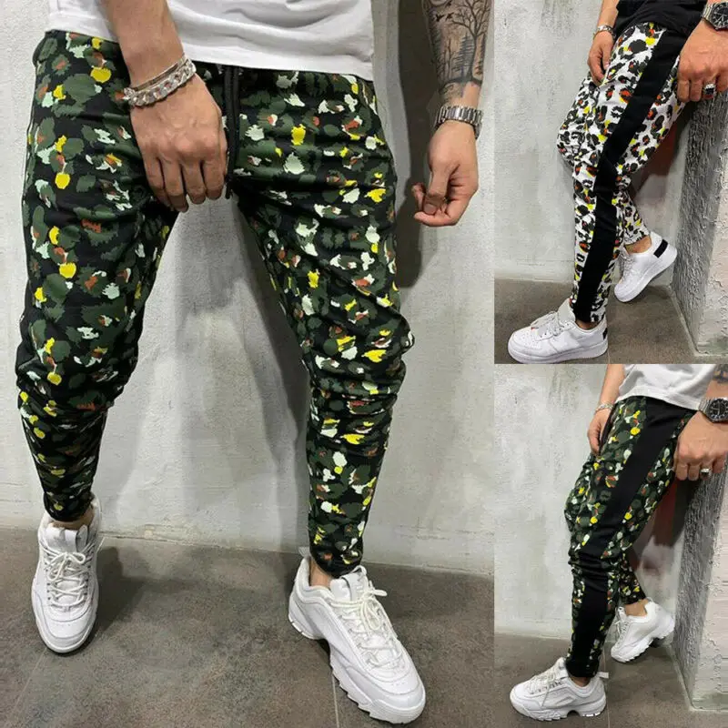 2020 Men's Tracksuit Gym Casual Workout Joggers Sweatpants Sport Pants Long Trousers