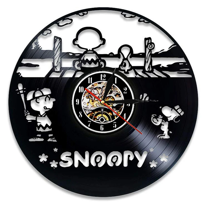 Snoopy виниловые настенные часы современный дизайн милый мультфильм 3D наклейки винтажные виниловые часы дети спальня стены домашние декоративные часы - Цвет: 2
