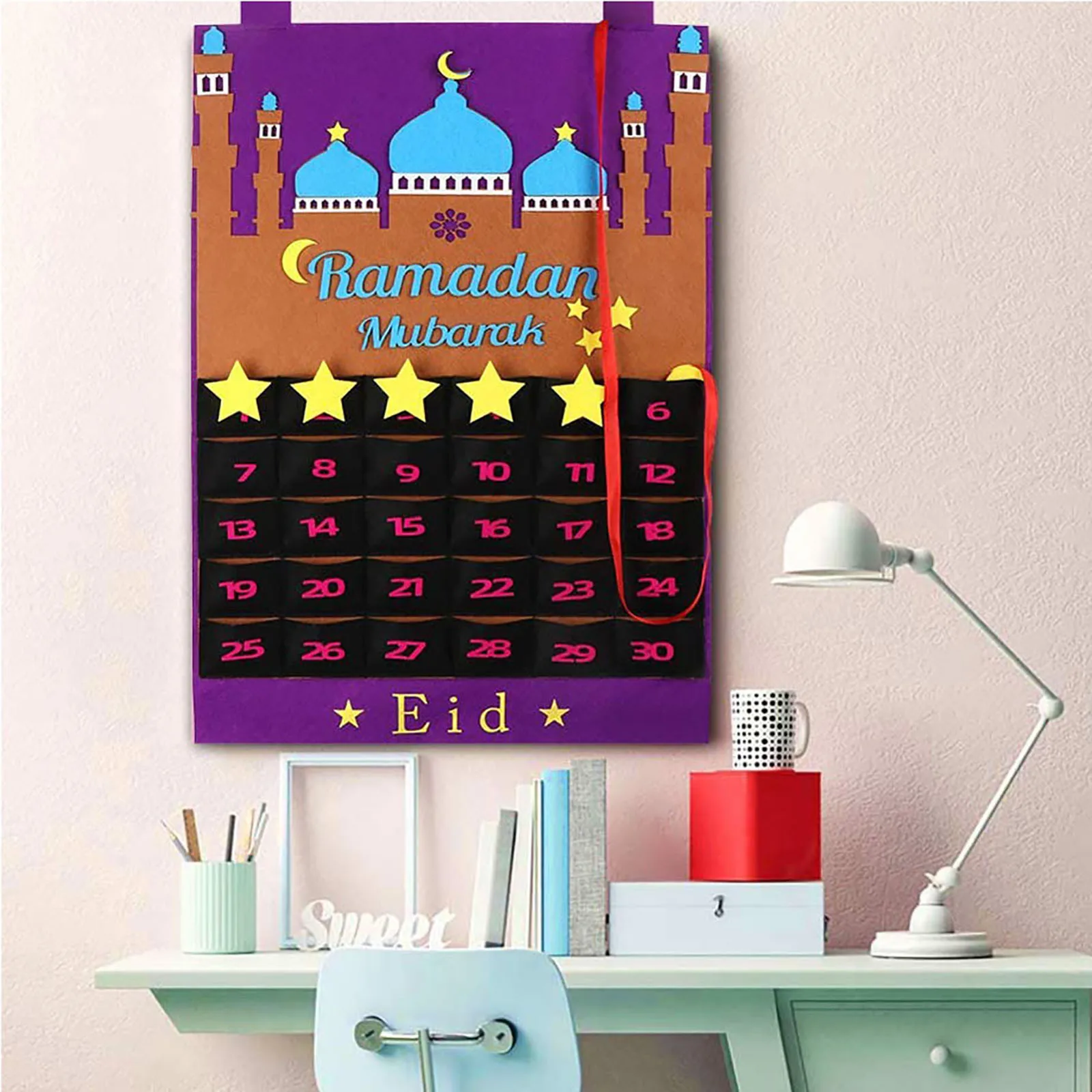 2023 Ramadan Mubarak 30days Advent Calendar Hanging Craft Felt