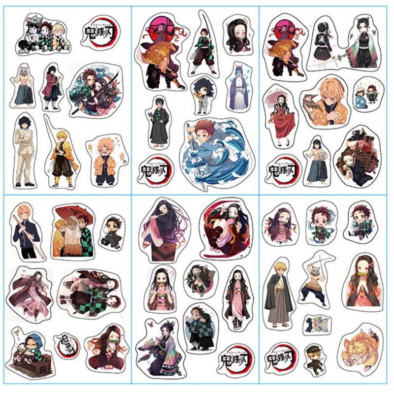 6pcs/set new Anime Demon Slayer Kimetsu No Yaiba Sticker Cosplay PVC Sticker Decal Phone Car Tanjirou Nezuko Sticker Classic Toy