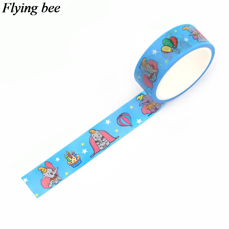 Flyingbee 15 мм X 5 м мультфильм Dumbo васи лента бумага DIY декоративная клейкая лента канцелярские милые маскирующие Ленточные принадлежности X0615