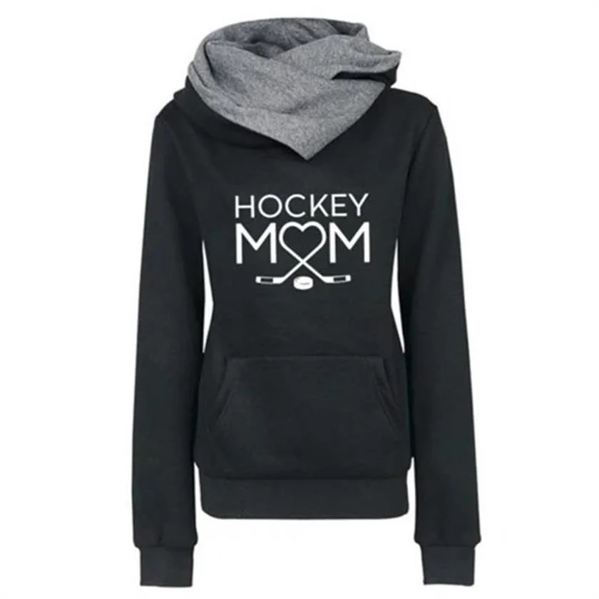 

Hoodies For Women Hockey Mom Letters Print Hoodies Hoodies Women Tops Kawaii Sweatshirt Femmes Cotton Pattern Pockets Hoody