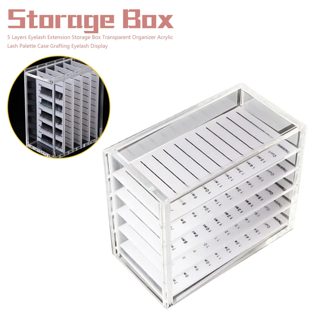 

False Eyelashes Storage Box Acrylic Eyelash Extension Individual Lash Pallet Display Holder Eyelash Storage Organizer