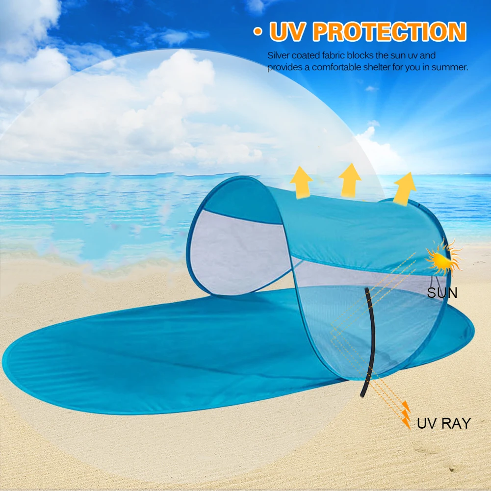 Tenda Da Spiaggia Pop-Up All'Aperto Tenda Da Sole Pieghevole Tenda Da Campeggio Per Bambini Stuoia Da Spiaggia Tenda Da Sole Parasole Baldacchino Per 