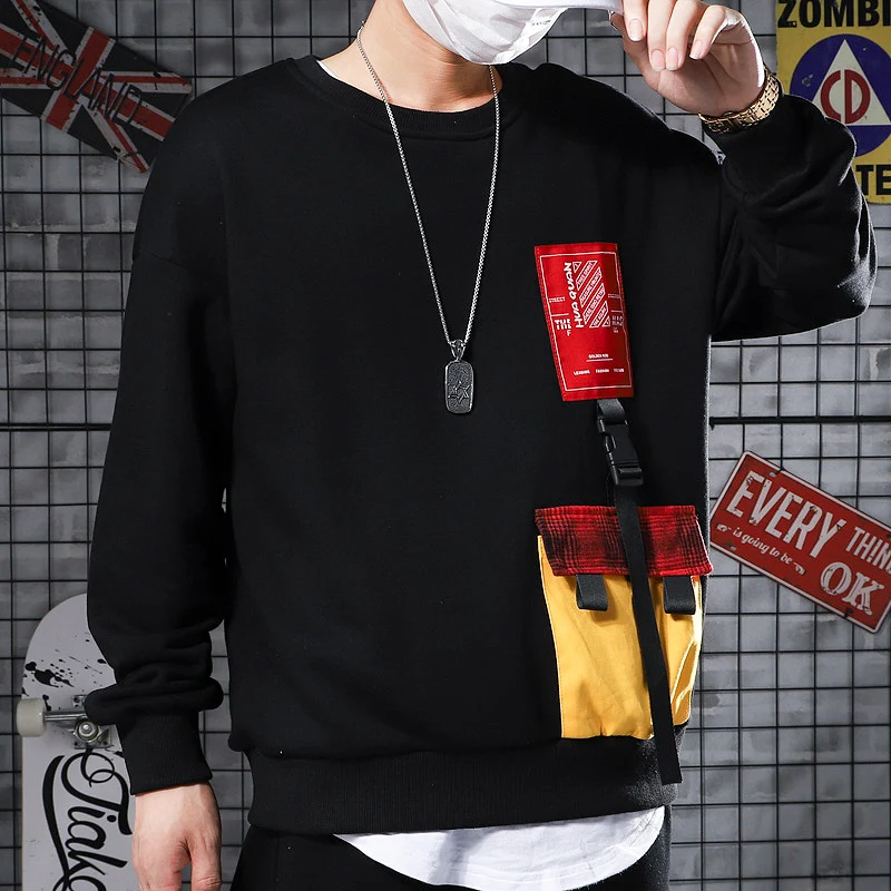 Back-to-date sweatshirt hatless men and women, loose hip-hop INS round collar Korean version of BF languid autumn hoodies