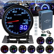 Eluto-medidor Universal de presión de aceite para coche, barra de 2 pulgadas, 52mm, con Sensor, LED, doble pantalla, 10 colores
