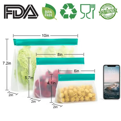 Многоразовые пластиковые контейнеры для морозилки PEVA, сумка, Кухонное Хранение продуктов, контейнеры, пакет для холодильника для фруктов, овощей, мяса, супа - Цвет: 5.1x18.3x25.4cm