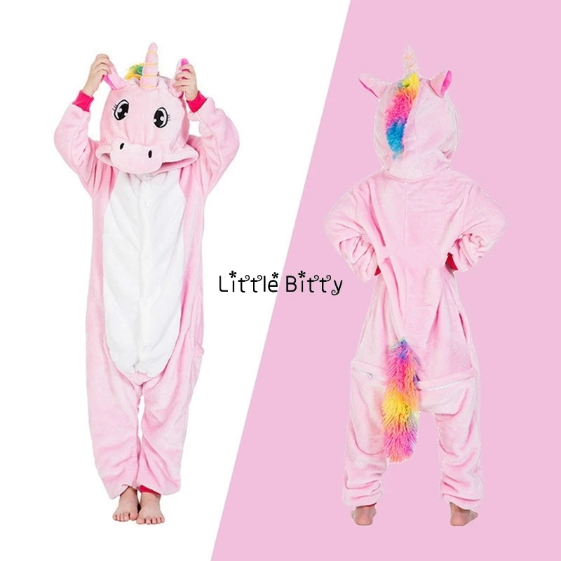 Пижама с единорогом; комбинезон с животными для детей; одежда для сна для мальчиков и девочек; детская пижама с рисунком единорога; зимний комбинезон - Цвет: LA14