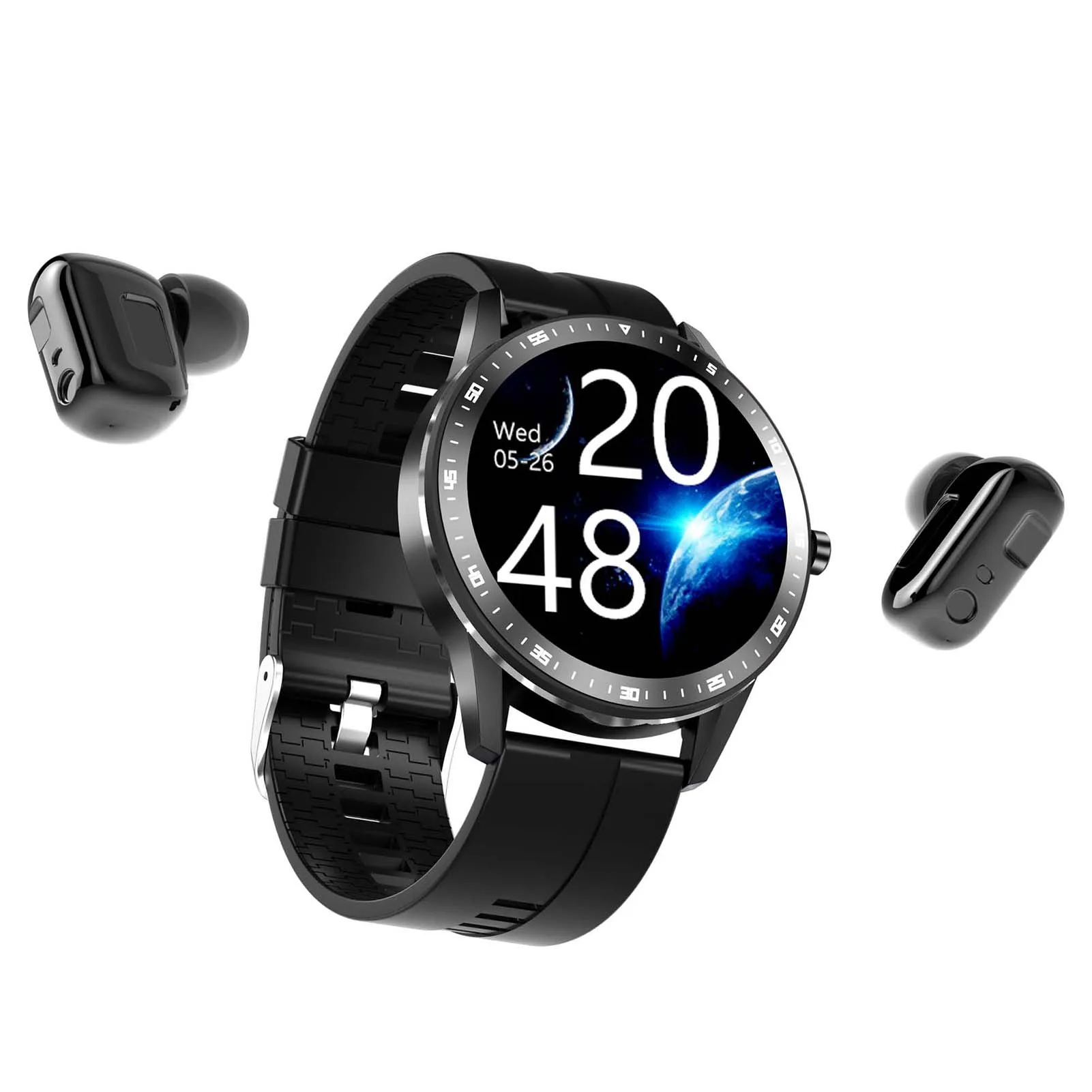 Sports Smart Watch TWS Wireless Bluetooth 5.0 Earphones 2-in-1 Men Women IP67 Waterproof TFT Screen Smart Watch For Android IOS
