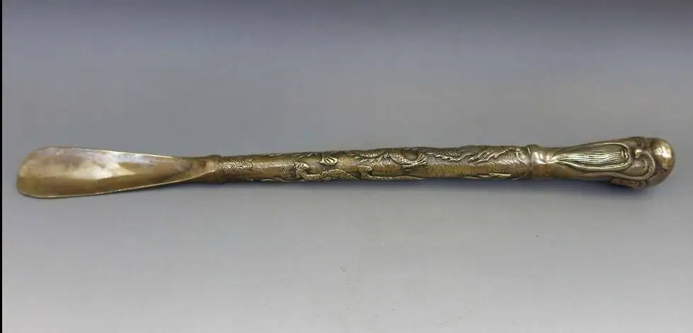 

Китайская латунная медная Буддизм Будда Дракон благовония пепел Лопата скульптура статуя