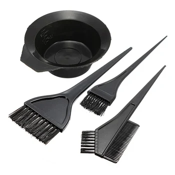 

4Pcs/set Professional Black Plastic Hairdressing Brushes Bowl Combo Salon Hair Color Kit Dye Hair Tint Tool Set