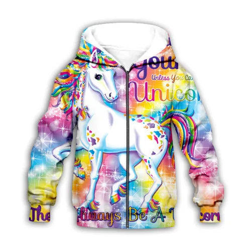 Kids zip hoodies Детские толстовки с капюшоном с объемным принтом Галактики, с рисунком единорога, с капюшоном для мальчиков и девочек, с изображением Лизы франка, детские цветные толстовки с капюшоном, толстовки, куртка, футболка - Цвет: Kids zip hoodies