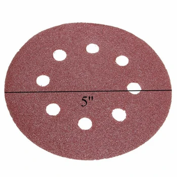 

100PC 5 Inch 8 Hole Hook And Loop Round Sandpaper Discs Sanding Sheets 40 Grit