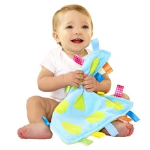 Taggies комфорт для ребенка одеяло коралловые флисовые игрушки Мягкий слюнявчик для малышей с цветной этикеткой новорожденный уверенный хватающее полотенце 35*35 см