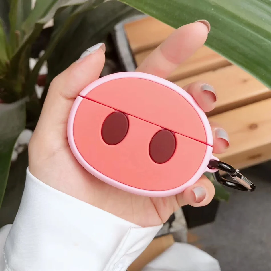 Для AirPods Pro Чехол 3D Милый Забавный инопланетянин кавайный мультяшный чехол для наушников для AirPods 3 Мягкий защитный чехол с крючок карабина - Цвет: pig nose