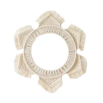 

Hanging Tapestry Mirror Frame With Fringe Round Boho Frame Woven Wall Hanging For Apartment Living Room Bedroom Easy To Use