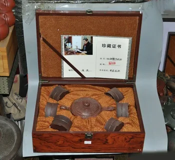 

wedding decoration China Yixing Zisha Pottery master made Fine Teapot Flagon Tea Pot&Teacup cup Set