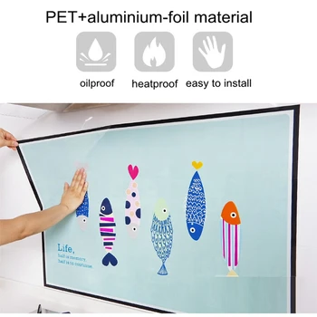 

Kitchen Backsplsh Decor Waterproof Heatproof Oilproof Peel and Stick Eco-friendly Cartoon Self Adhesive Wallpaper - 1Piece