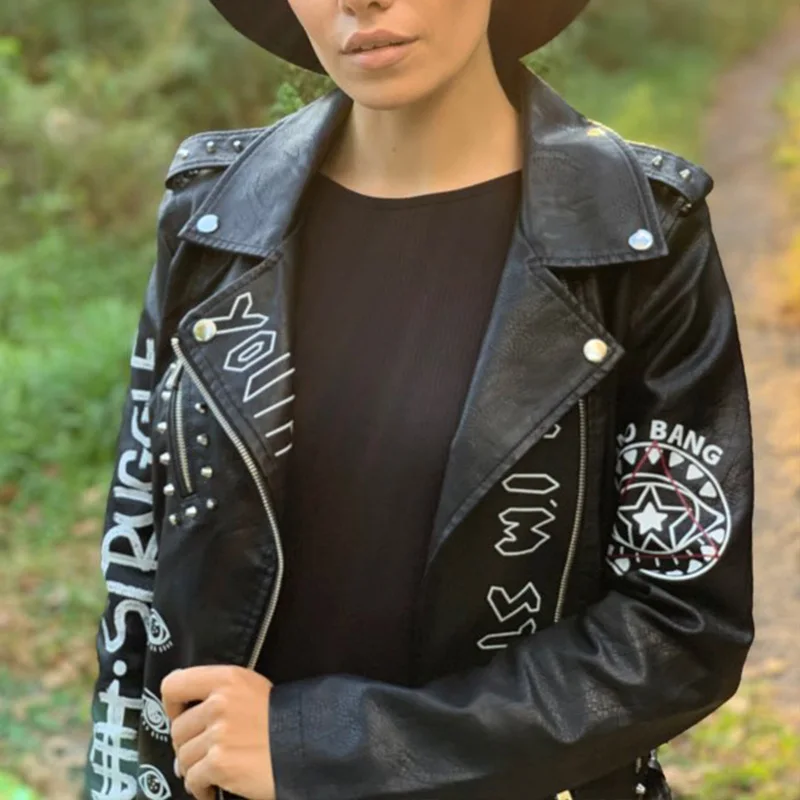 Fitaylor-女性用のフェイクレザージャケット Fitaylor-女性の合成皮革のPuフェイクレザージャケット,ルーズベルト,カジュアル,バイカージャケット,女性のアウター,bfスタイル,黒