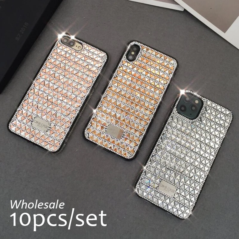 

10pcs/set Crystal Back Cover Case for iPhone 6s 7 8 Plus 11 Pro X Xs MAX XR Glitter Bling Diamond Fran-78K Women Cases