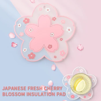 

Japan Style Cherry Blossom Heat Insulation Table Mat Family Office Anti-skid Tea Cup Milk Mug Coffee Cup Coaster