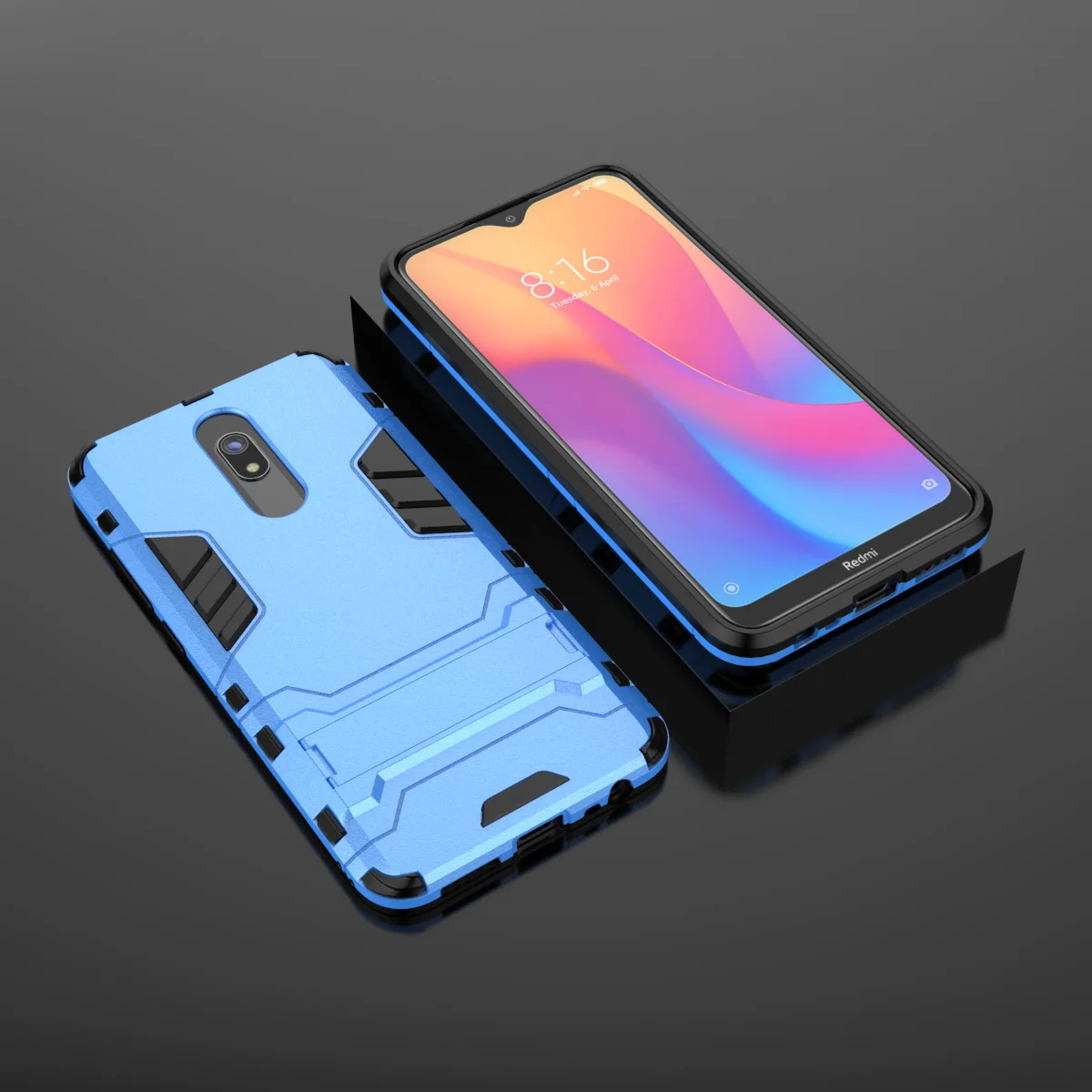 OUDINI для Xiaomi Redmi 8 Redmi 8A задняя крышка Подставка Броня противоударный чехол для Redmi 8 8A чехол - Цвет: Blue