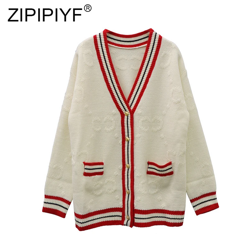

Jacquard Fashion Women Quality Knitted Tops 2019 Autumn Elegant Lady Long Sleeves Cardigans Casual Sweater C2051