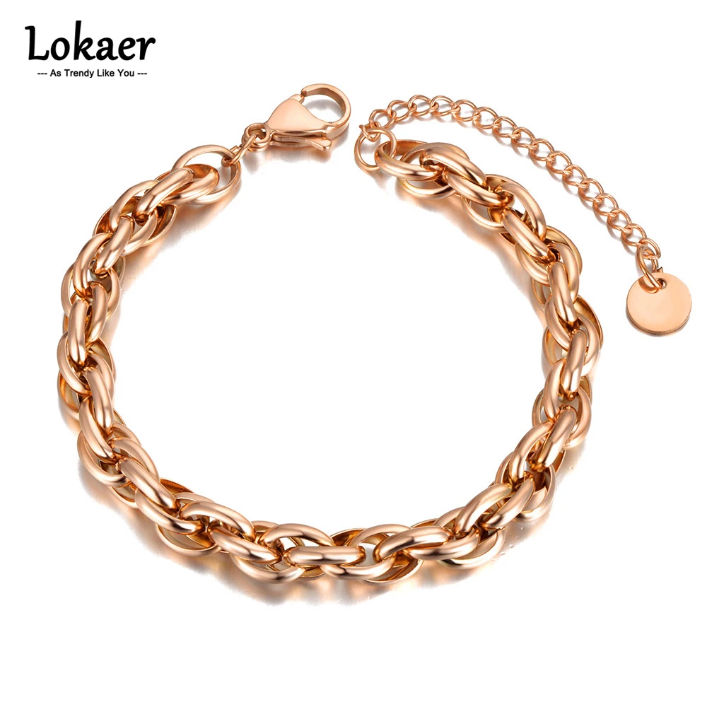 charriol bangle Lokaer Hiphop/Rock Gold Plated Stainless Steel Geometry Charm Bracelet Bangle For Women Men Bohemia Chain & Link Jewelry B21121 chuda bangles