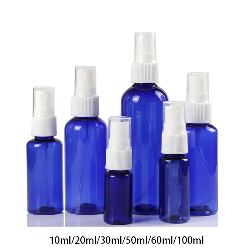 Синий 10 мл 20 мл 30 мл 50 мл 100 мл пластиковая вода пустая бутылочка с распылителем косметический парфюм контейнер макияж тоники для лица упаковка распылитель