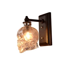 Ретро человеческий череп прозрачный стеклянный настенный светильник для дома, спальни, ресторана индивидуальный Декор E14 Светодиодный светильник