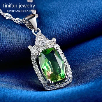 

Korean-Style 925 Silver Pendant Female Cuicolorful Stone Silver Pendant Necklace Jewelry