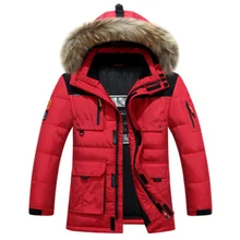 Мужской пуховик-40 градусов морозостойкий для России, высокое качество, воротник из натурального меха, толстый теплый белый утиный пух, мужское зимнее пальто