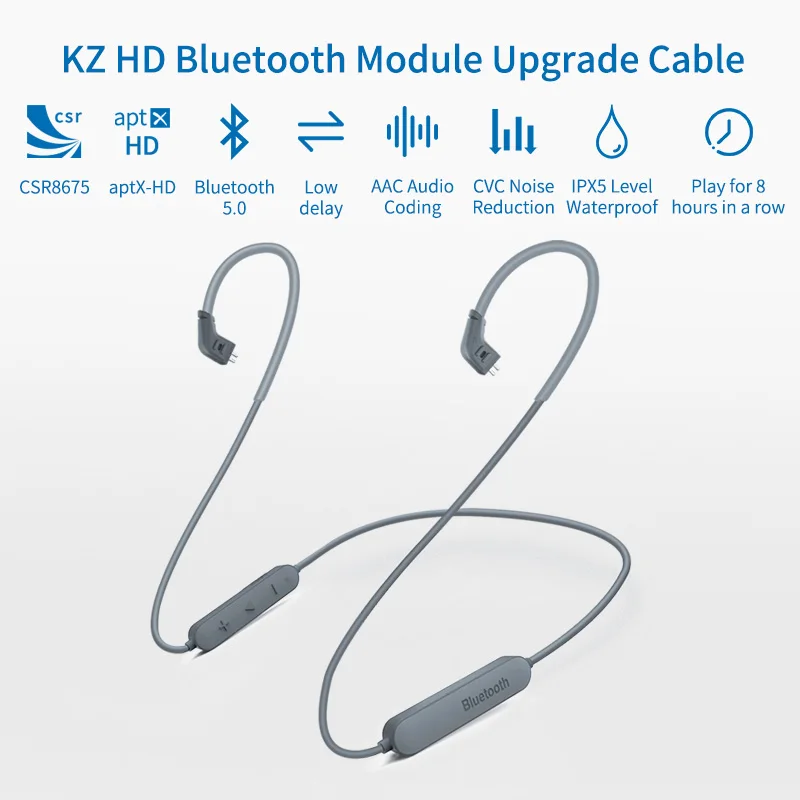 AK KZ беспроводной Bluetooth кабель 5,0 APTX HD обновление провод модуля с 2PIN для KZ ZS10/ZST/AS06/AS10/AS16/ZSN Pro ZSX